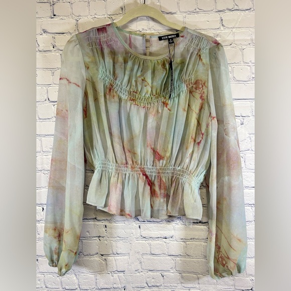 NWT Steve Madden Pyper Misty Rose Boho Peasant Peplum Dreamy Romantic Top S - Picture 1 of 11